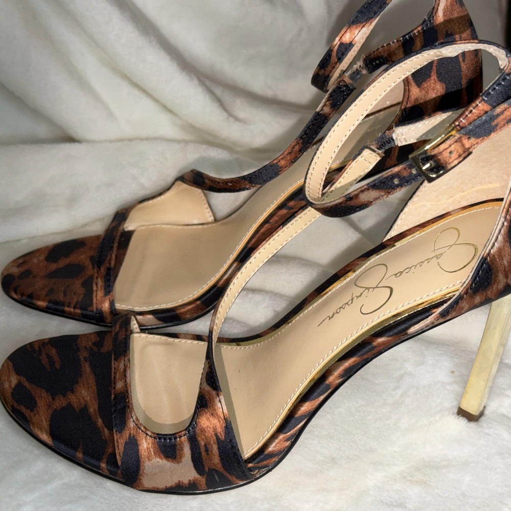 Jessica Simpson Qamille Leopard Print Strappy Stiletto Heels size 8 new - Picture 11 of 15
